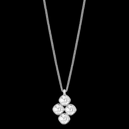 LOLA & GRACE SQUARE CLUSTER CRYSTAL SILVER NECKLACE