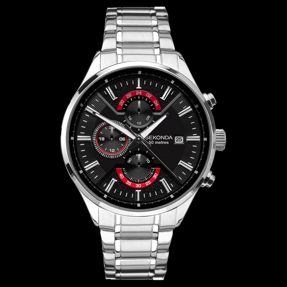 SEKONDA MEN'S CLASSIC DUAL-TIME CHRONOGRAPH WATCH