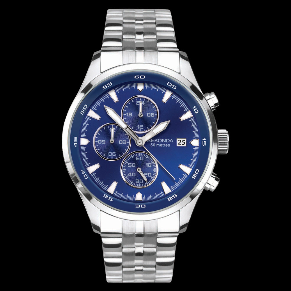 SEKONDA MEN'S BLUE DIAL CHRONOGRAPH DATE WATCH