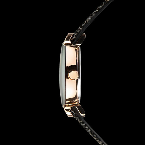 SEKSY LADIES ROCKS MINIMAL ROSE GOLD BLACK CRYSTAL BRACELET WATCH - SIDE VIEW