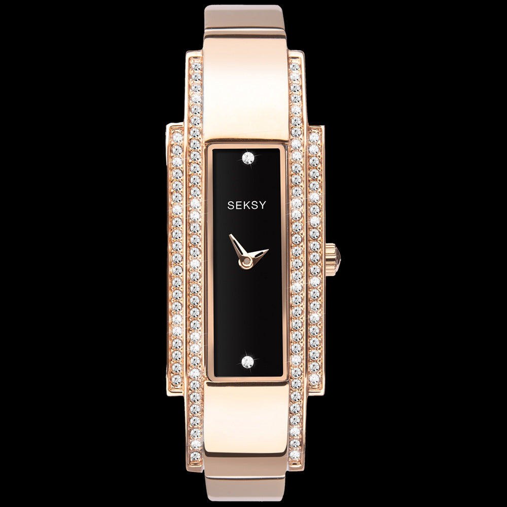 SEKSY LADIES DECO ROSE GOLD BRACELET WATCH