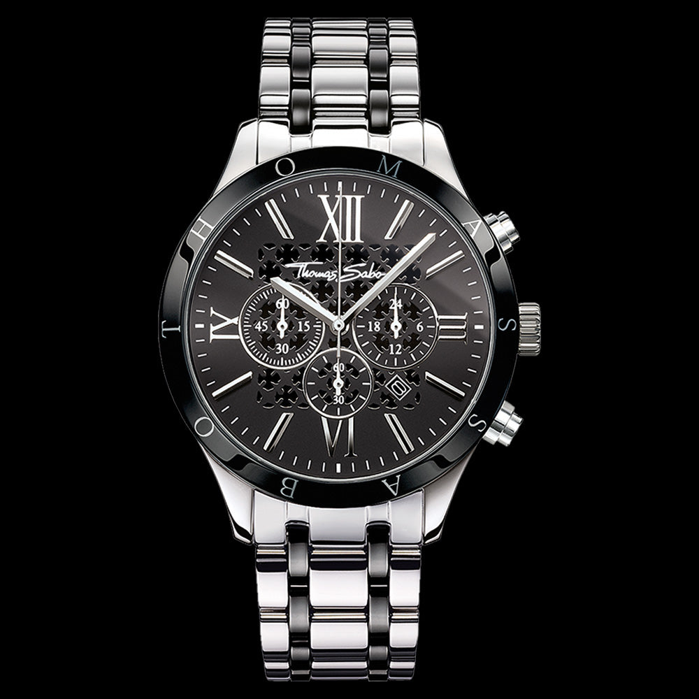 THOMAS SABO MEN'S BLACK SILVER REBEL URBAN WATCH