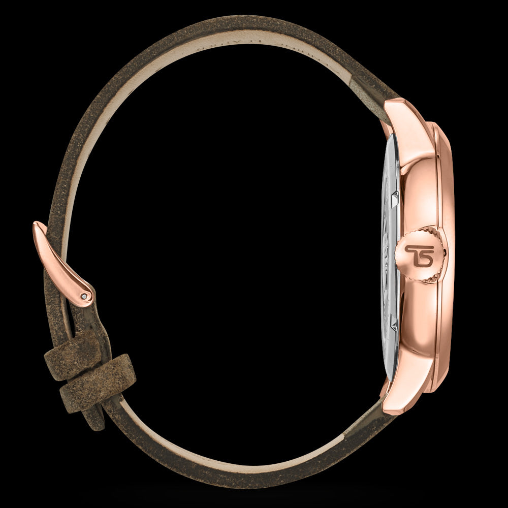 THOMAS SABO MEN'S ROSE GOLD LEATHER REBEL AT HEART WATCH - SIDE VIEW