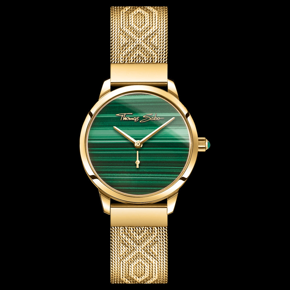 THOMAS SABO LADIES GARDEN SPIRIT GOLD MALACHITE WATCH