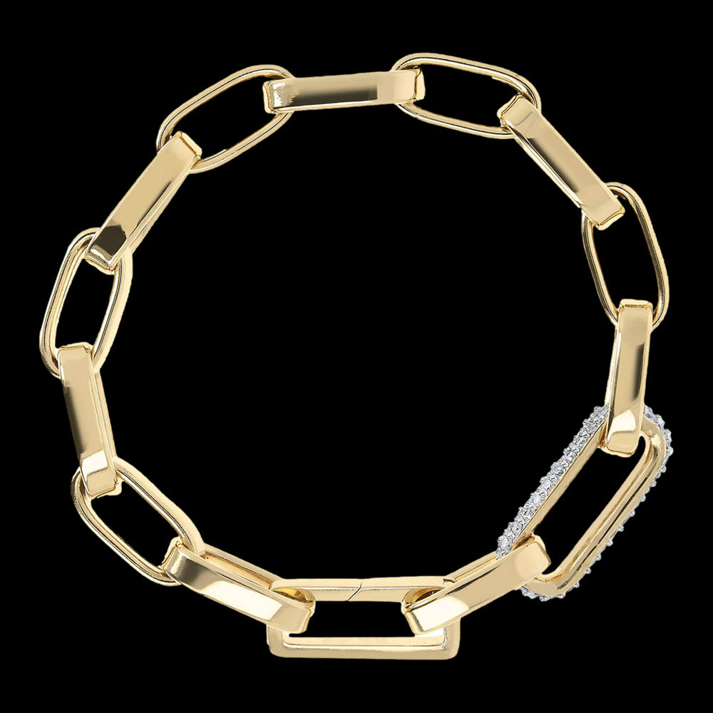 BRONZALLURE GOLDEN BOLD CHAIN PAVE DETAIL BRACELET