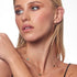 Model Wearing 9 Carat Yellow Gold Malachite Flower Petal Necklace