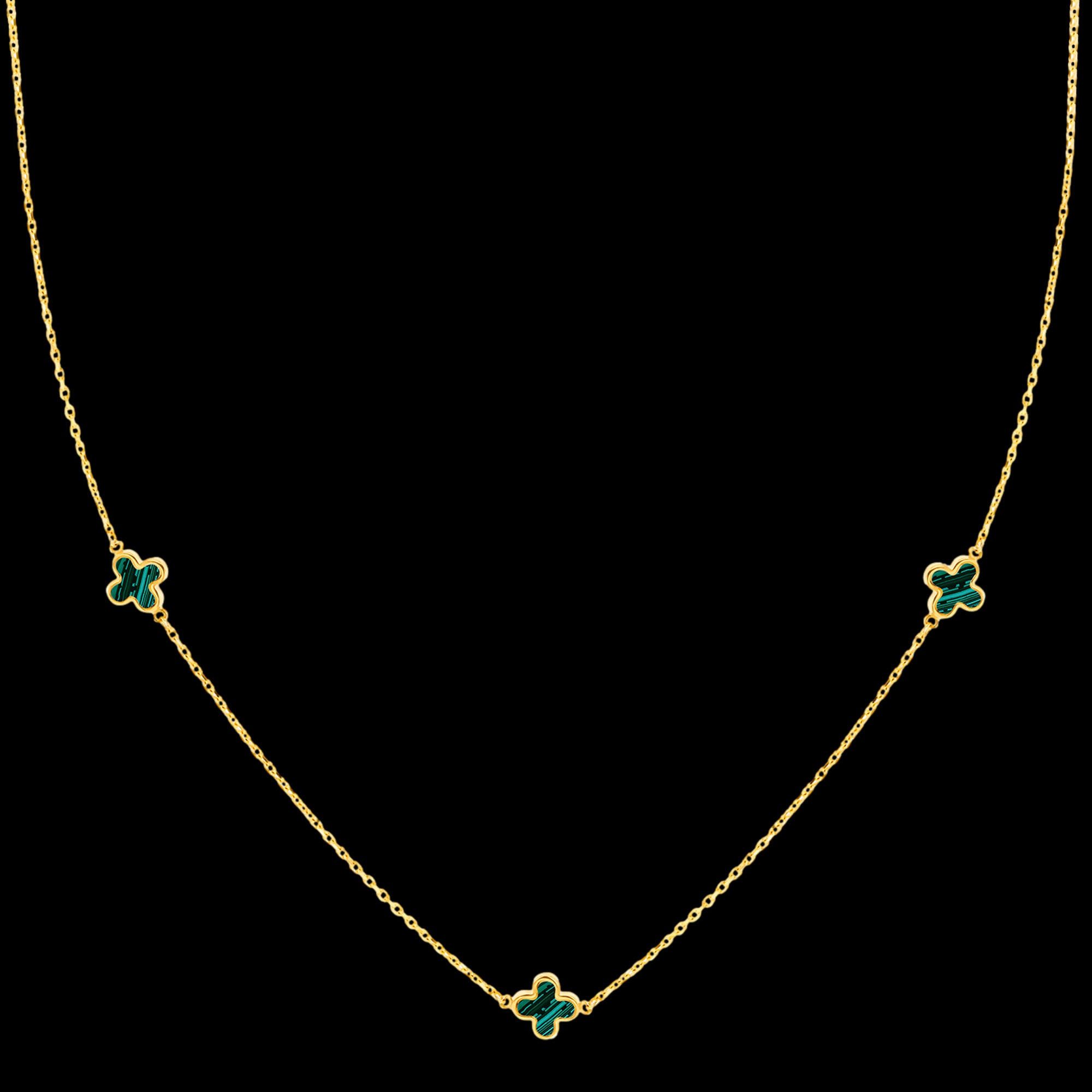 9 Carat Yellow Gold Malachite Flower Petal Necklace | Australia