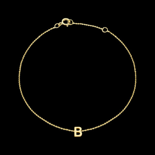 9 CARAT YELLOW GOLD LETTER B INITIAL BRACELET