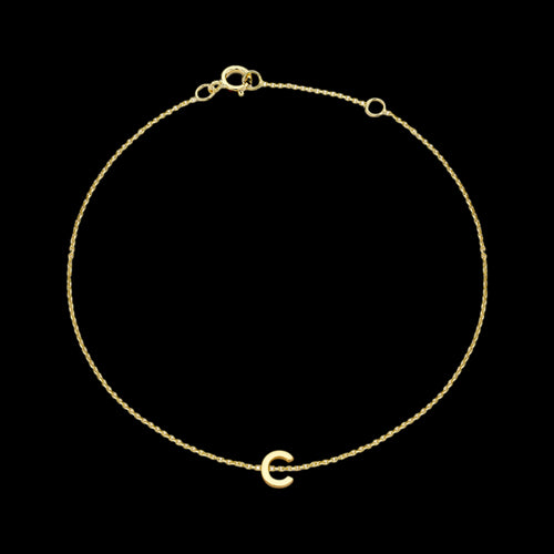 9 CARAT YELLOW GOLD LETTER C INITIAL BRACELET
