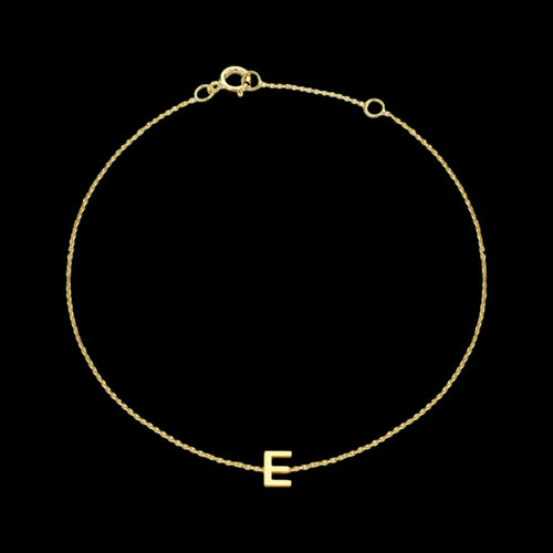 9 CARAT YELLOW GOLD LETTER E INITIAL BRACELET
