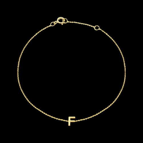 9 CARAT YELLOW GOLD LETTER F INITIAL BRACELET