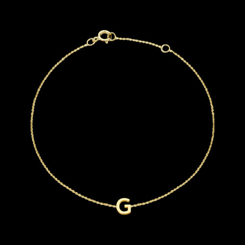 9 CARAT YELLOW GOLD LETTER G INITIAL BRACELET