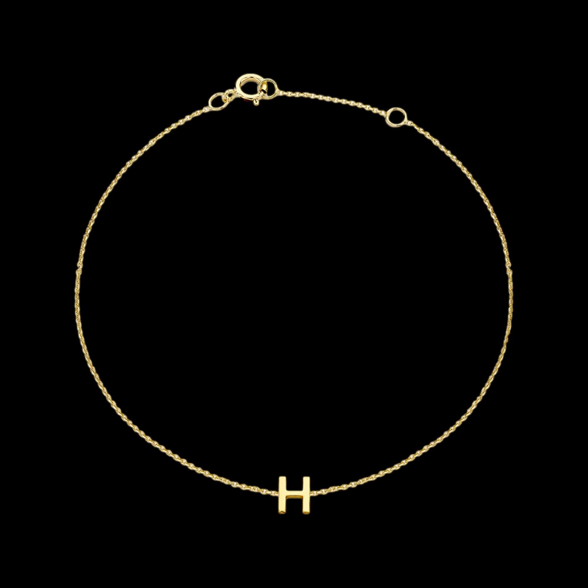 9 CARAT YELLOW GOLD LETTER H INITIAL BRACELET
