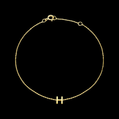 9 CARAT YELLOW GOLD LETTER H INITIAL BRACELET