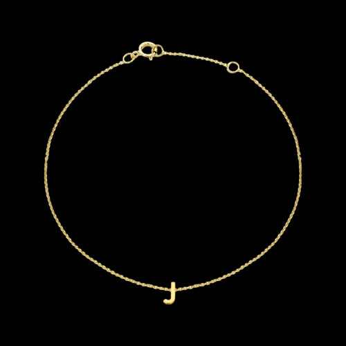 9 CARAT YELLOW GOLD LETTER J INITIAL BRACELET