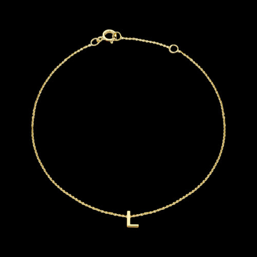 9 CARAT YELLOW GOLD LETTER L INITIAL BRACELET