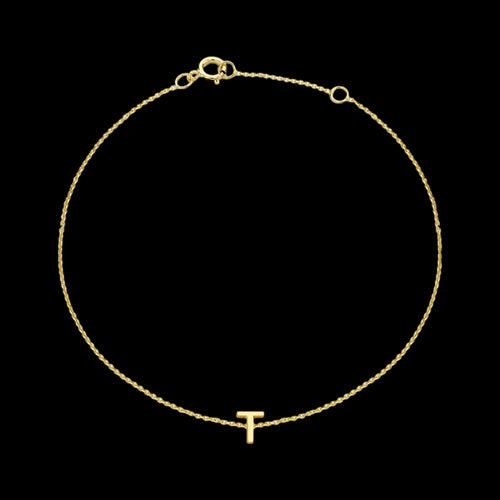 9 CARAT YELLOW GOLD LETTER T INITIAL BRACELET