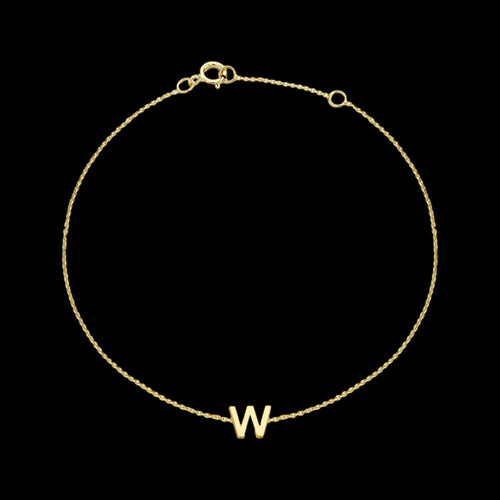 9 CARAT YELLOW GOLD LETTER W INITIAL BRACELET