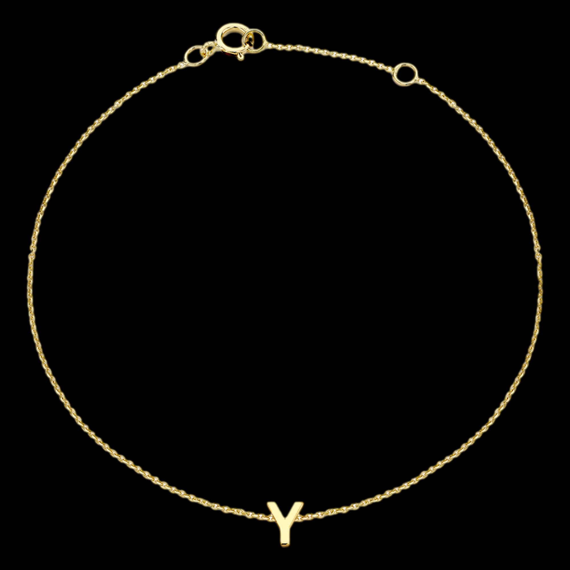 9 CARAT YELLOW GOLD LETTER Y INITIAL BRACELET