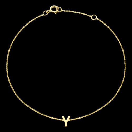 9 CARAT YELLOW GOLD LETTER Y INITIAL BRACELET
