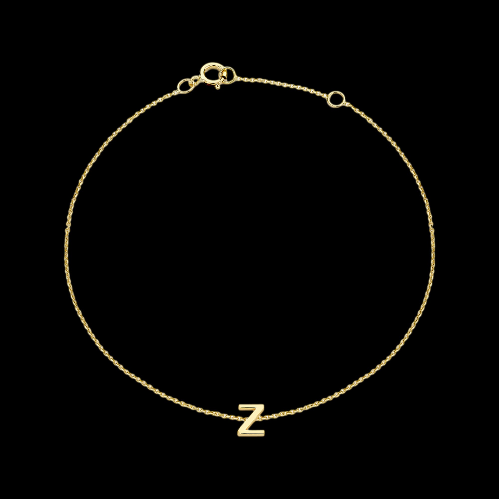 9 CARAT YELLOW GOLD LETTER Z INITIAL BRACELET