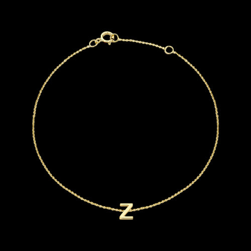 9 CARAT YELLOW GOLD LETTER Z INITIAL BRACELET