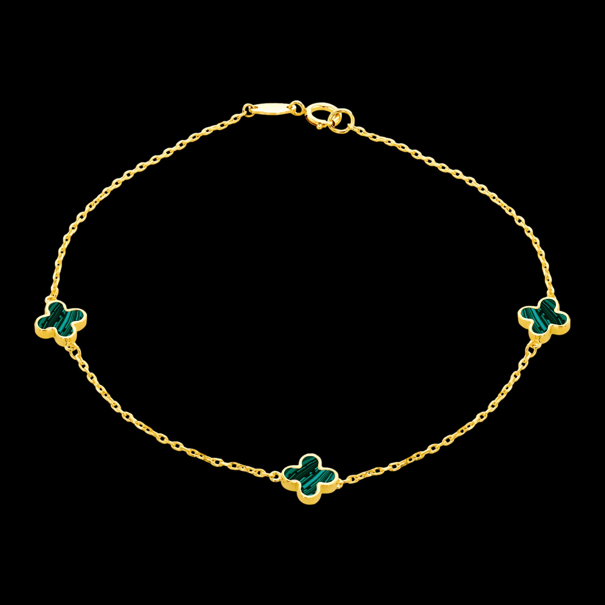 9 Carat Yellow Gold Malachite Flower Petal Bracelet | Australia