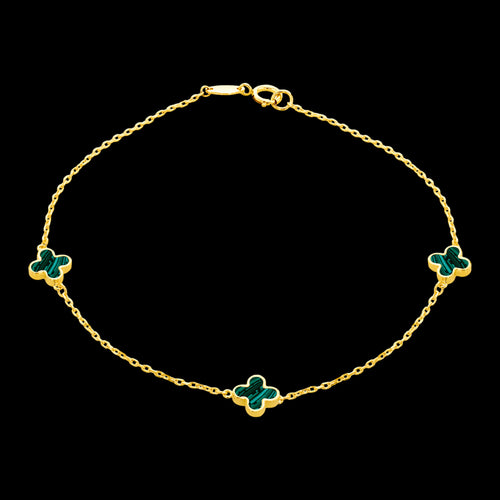 9 Carat Yellow Gold Malachite Flower Petal Bracelet | Australia