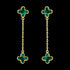 9 Carat Yellow Gold Malachite Flower Petal Drop Earrings | Australia