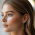 Woman Wearing 9 Carat Yellow Gold Malachite Flower Petal Drop Earrings