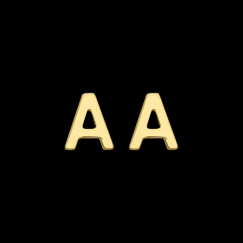 9 Carat Yellow Gold Letter A Initial Earrings | Australia