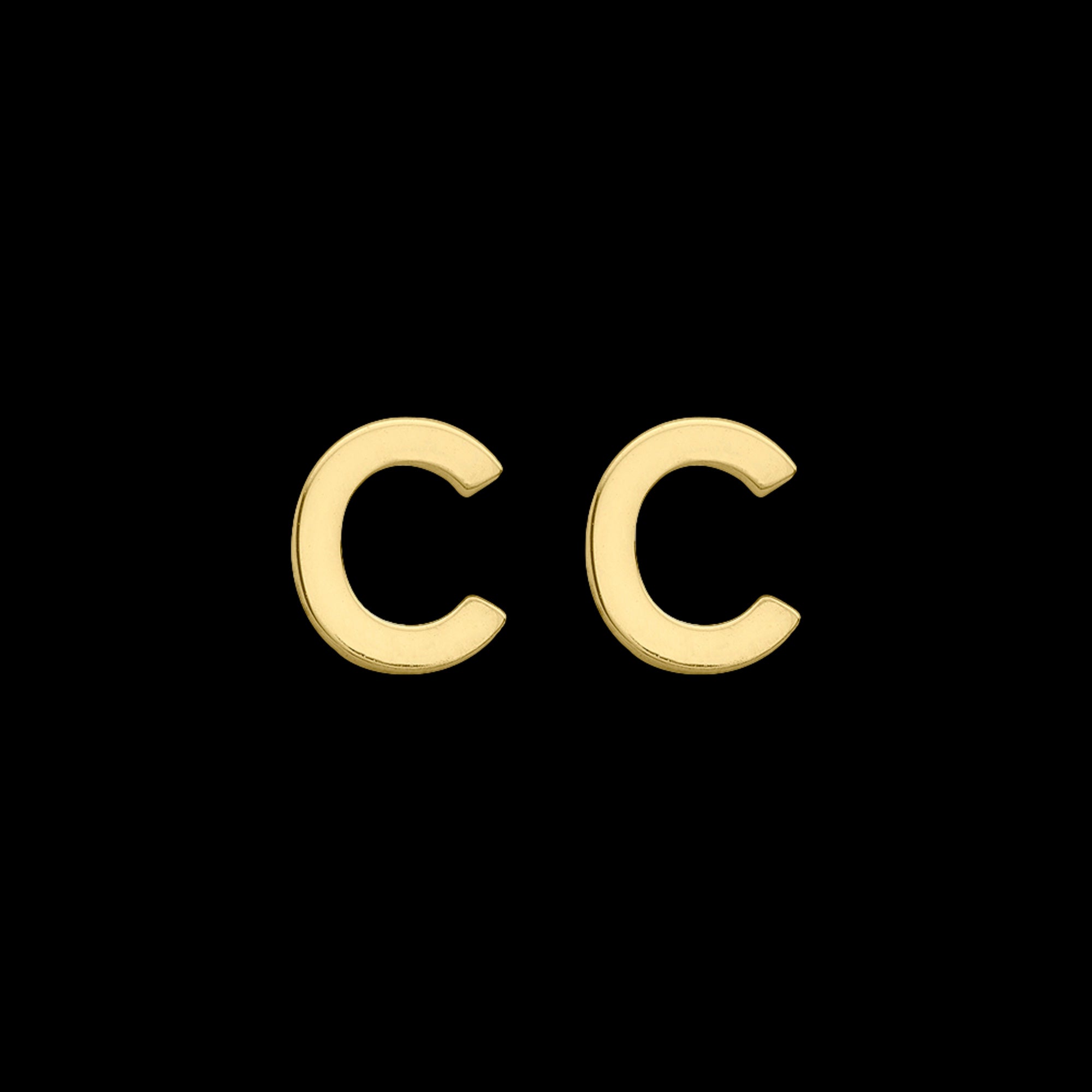 9 Carat Yellow Gold Letter C Initial Earrings | Australia