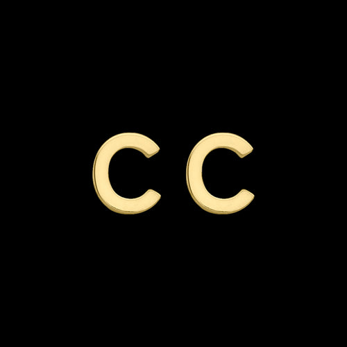9 Carat Yellow Gold Letter C Initial Earrings | Australia