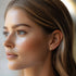 Woman Wearing 9 Carat Yellow Gold Letter D Initial Earrings