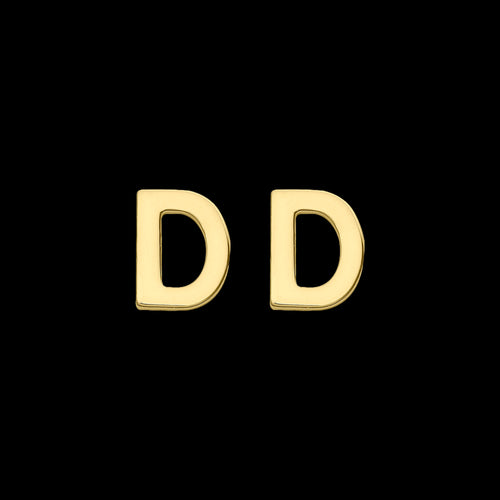 9 Carat Yellow Gold Letter D Initial Earrings | Australia