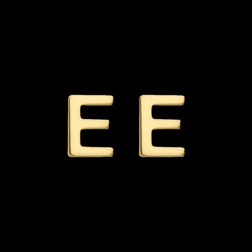 9 Carat Yellow Gold Letter E Initial Earrings | Australia
