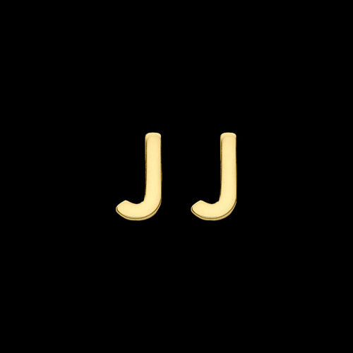 9 Carat Yellow Gold Letter J Initial Earrings | Australia