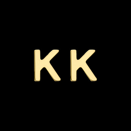 9 Carat Yellow Gold Letter K Initial Earrings | Australia