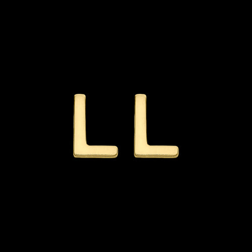 9 Carat Yellow Gold Letter L Initial Earrings | Australia