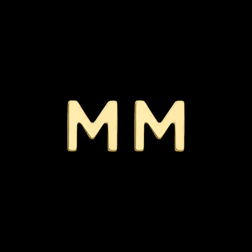 9 Carat Yellow Gold Letter M Initial Earrings | Australia