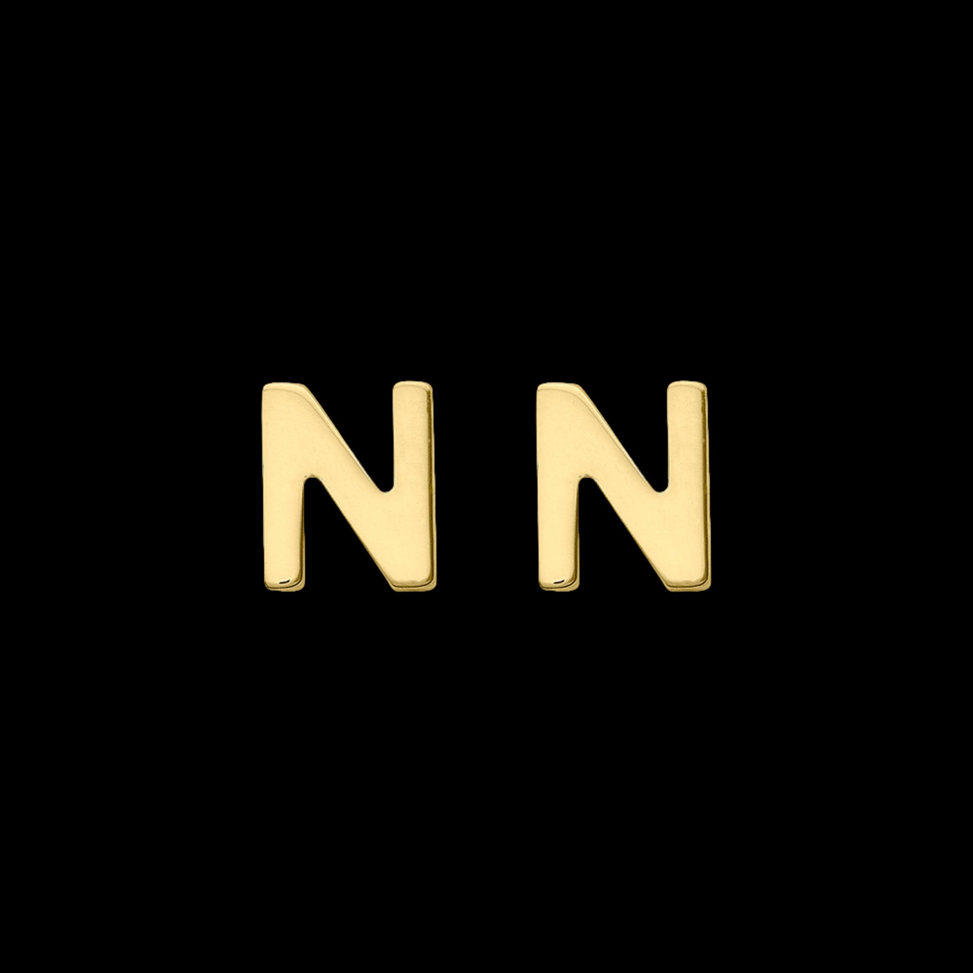 9 Carat Yellow Gold Letter N Initial Earrings | Australia