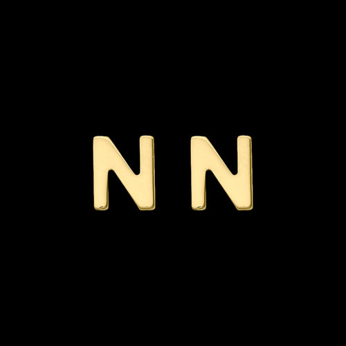 9 Carat Yellow Gold Letter N Initial Earrings | Australia