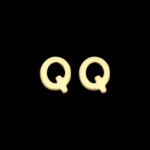 9 Carat Yellow Gold Letter Q Initial Earrings | Australia