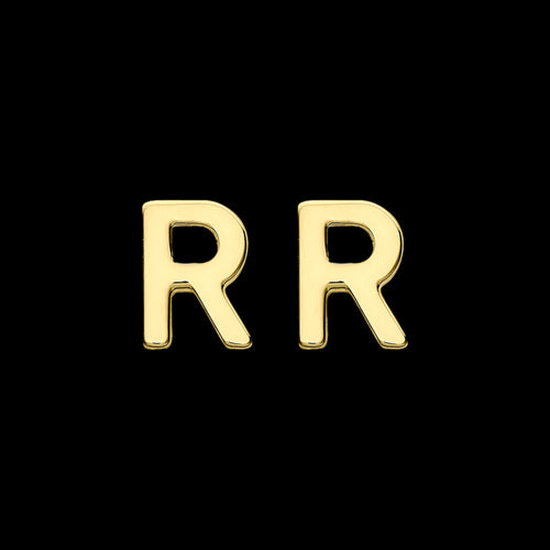 9 Carat Yellow Gold Letter R Initial Earrings | Australia