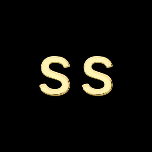 9 Carat Yellow Gold Letter S Initial Earrings | Australia