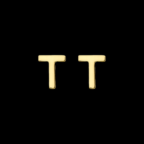 9 Carat Yellow Gold Letter T Initial Earrings | Australia