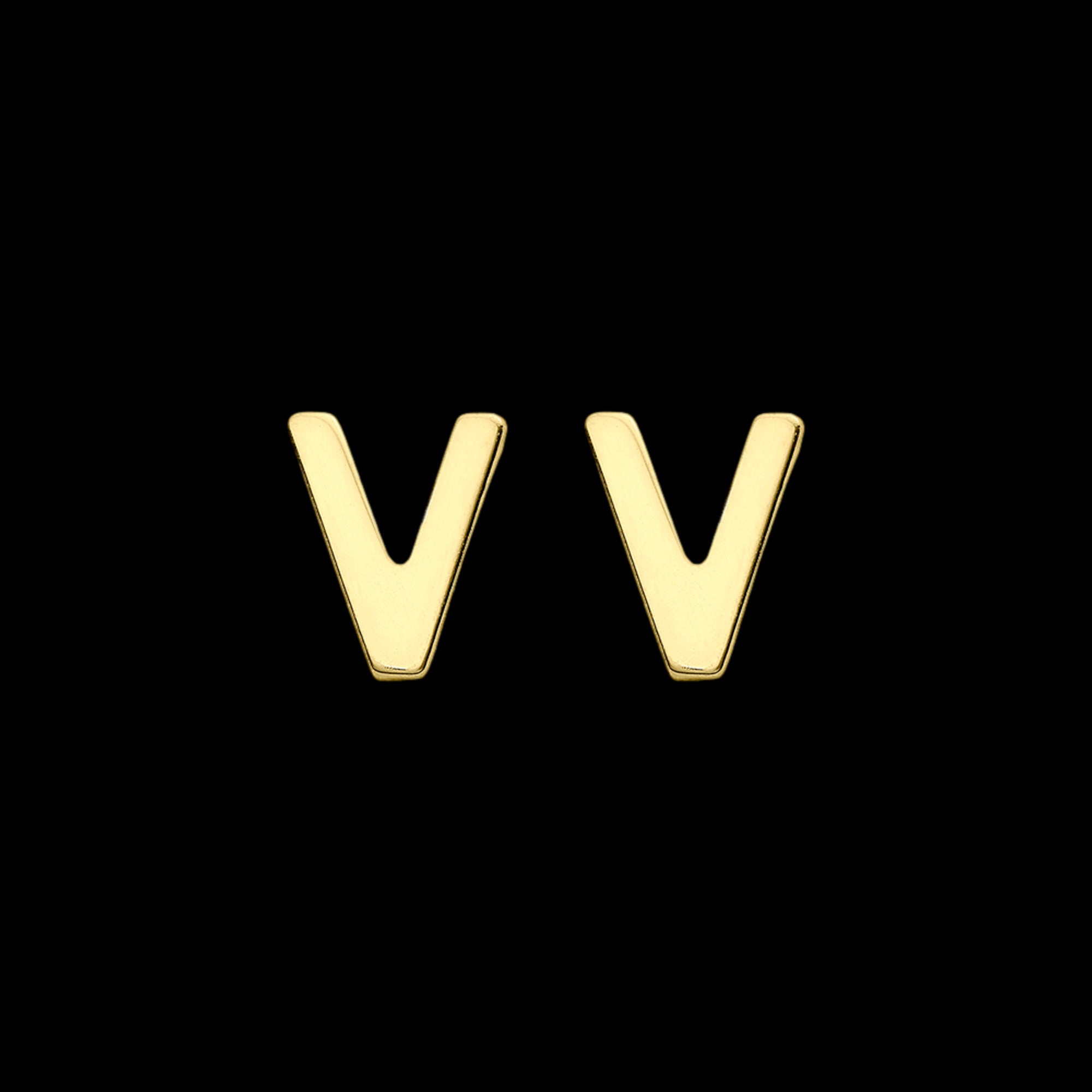 9 Carat Yellow Gold Letter V Initial Earrings | Australia