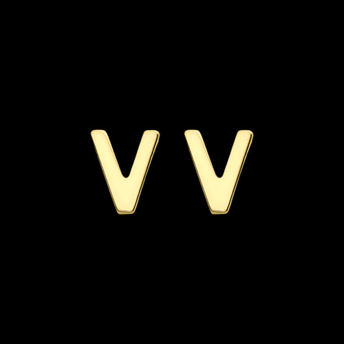 9 Carat Yellow Gold Letter V Initial Earrings | Australia