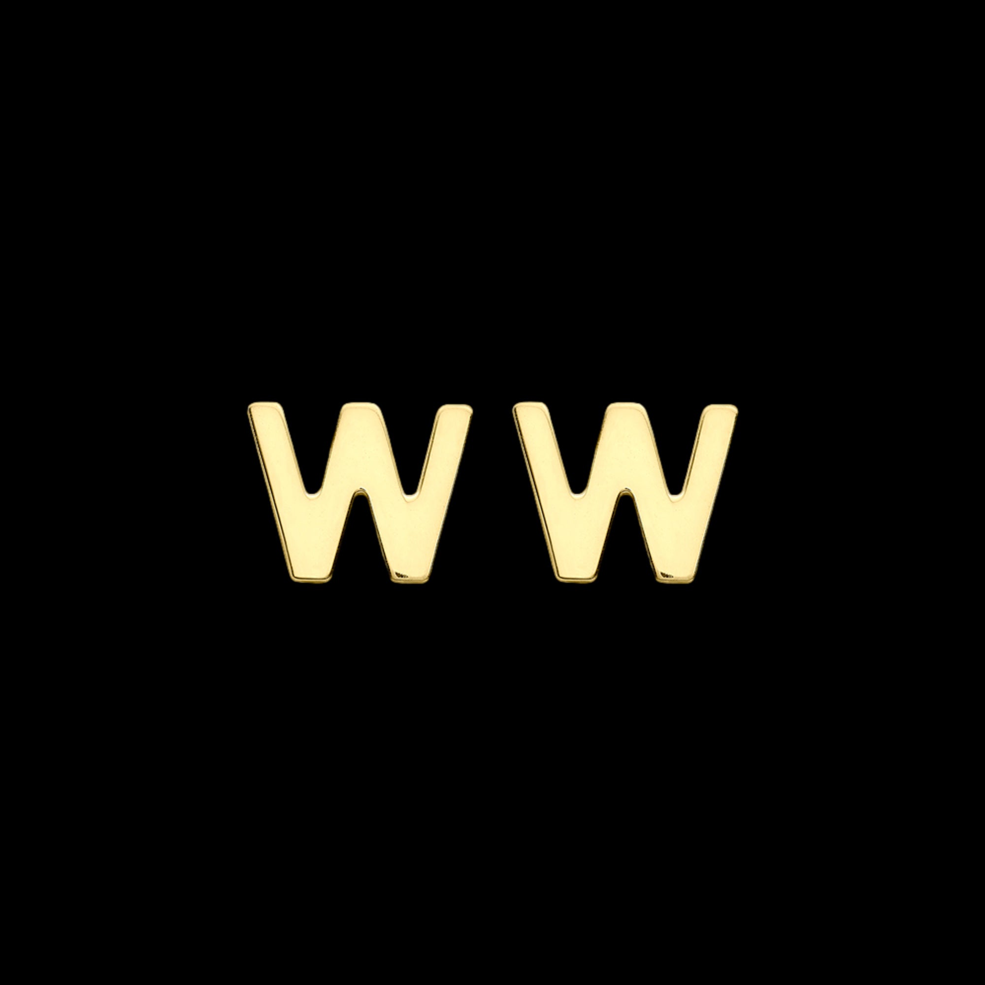 9 Carat Yellow Gold Letter W Initial Earrings | Australia