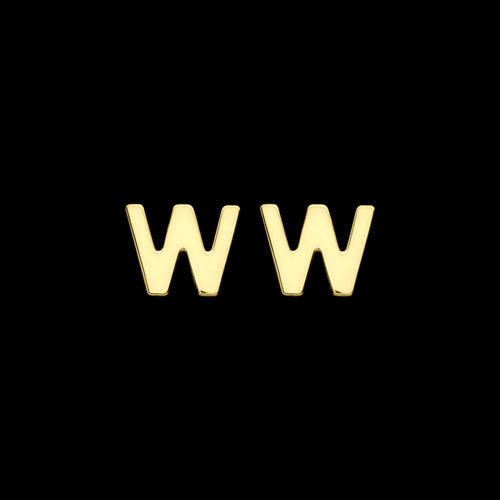 9 Carat Yellow Gold Letter W Initial Earrings | Australia